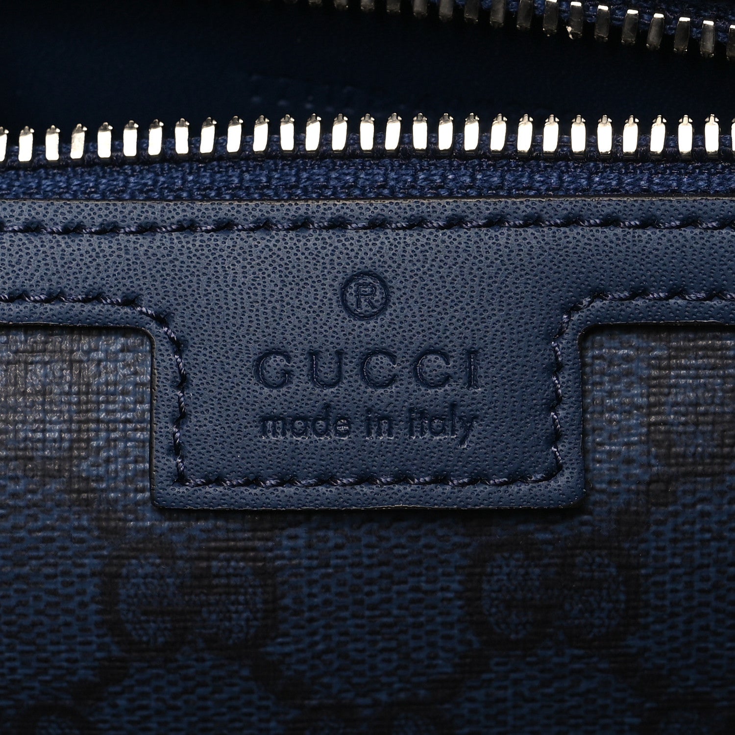 Gucci Canvas Calfskin Gucci Print Logo Large Duffle Bag Blue 5 of 11