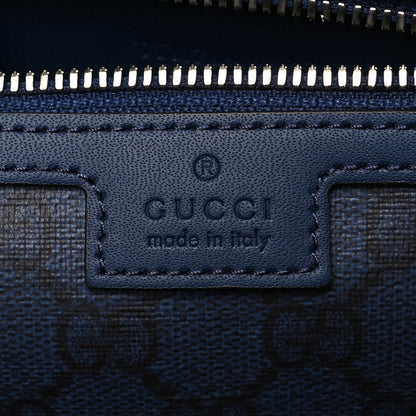Gucci Canvas Calfskin Gucci Print Logo Large Duffle Bag Blue 5 of 11