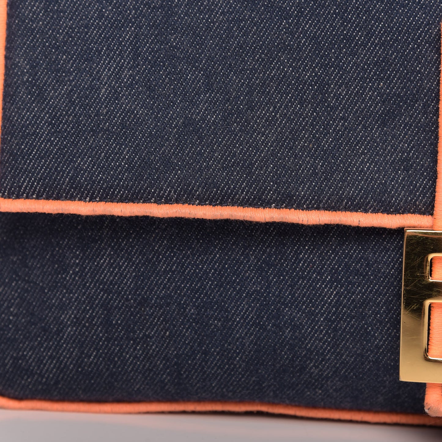 Denim Large Baguette Blue Arancio Fluo