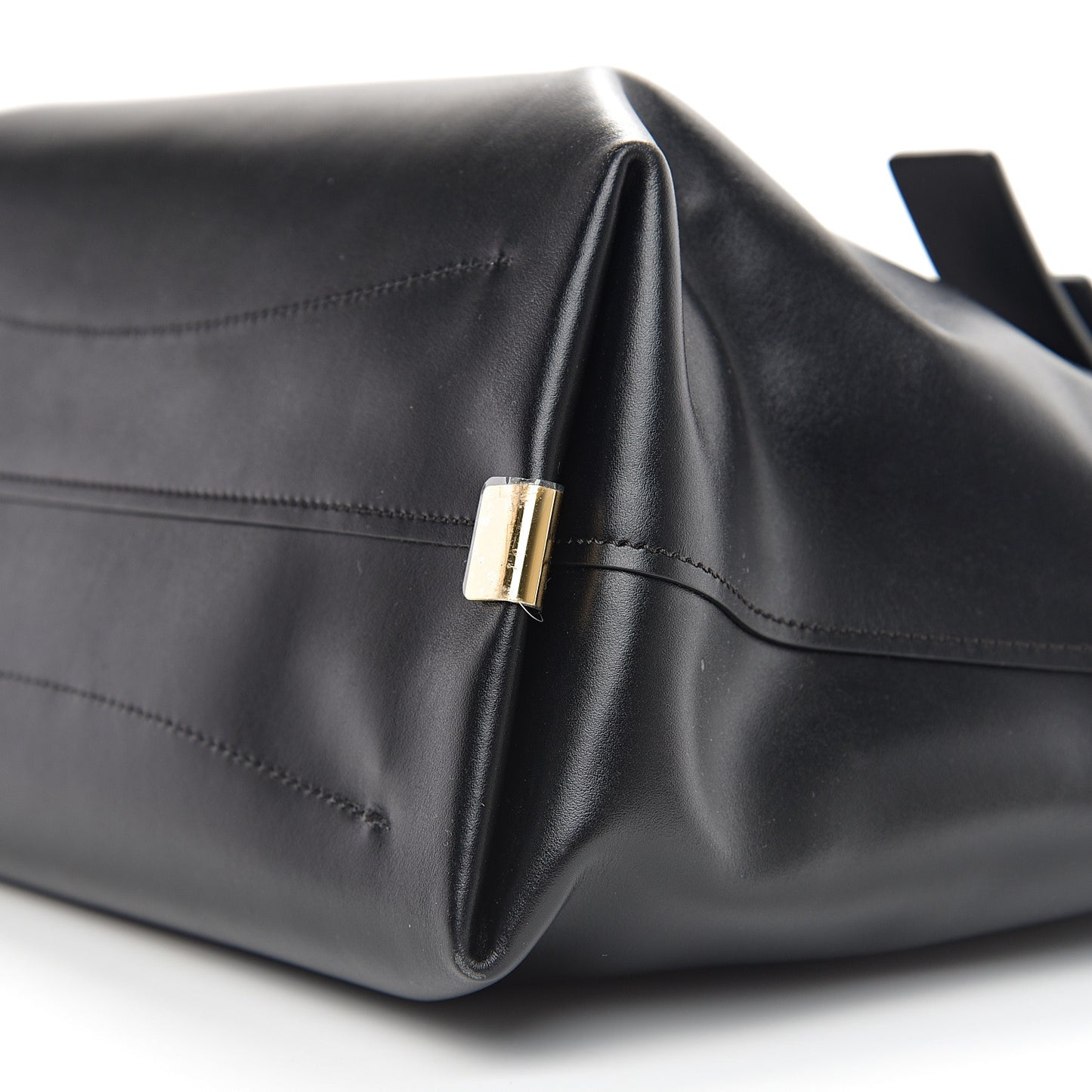 Shiny Calfskin Suede Medium C Zipped Tote Black