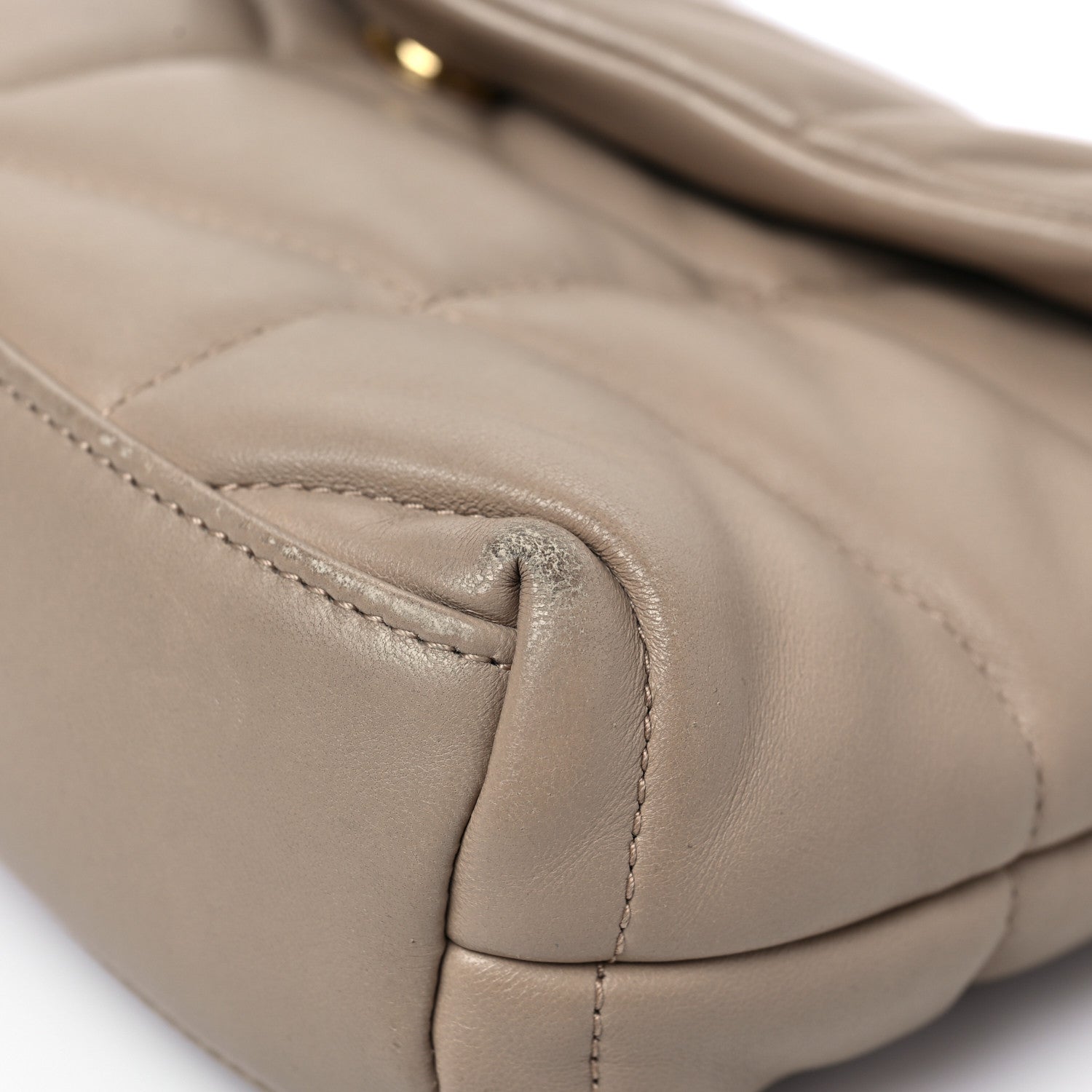 Saint Laurent Lambskin Quilted Toy Loulou Puffer Monogram Chain Satchel Dark Beige 8 of 8