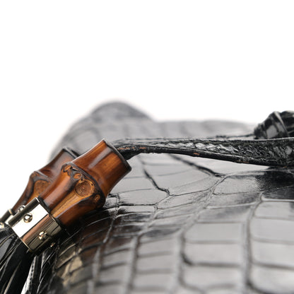 Gucci Crocodile Peggy Braided Tote Black 11 of 12