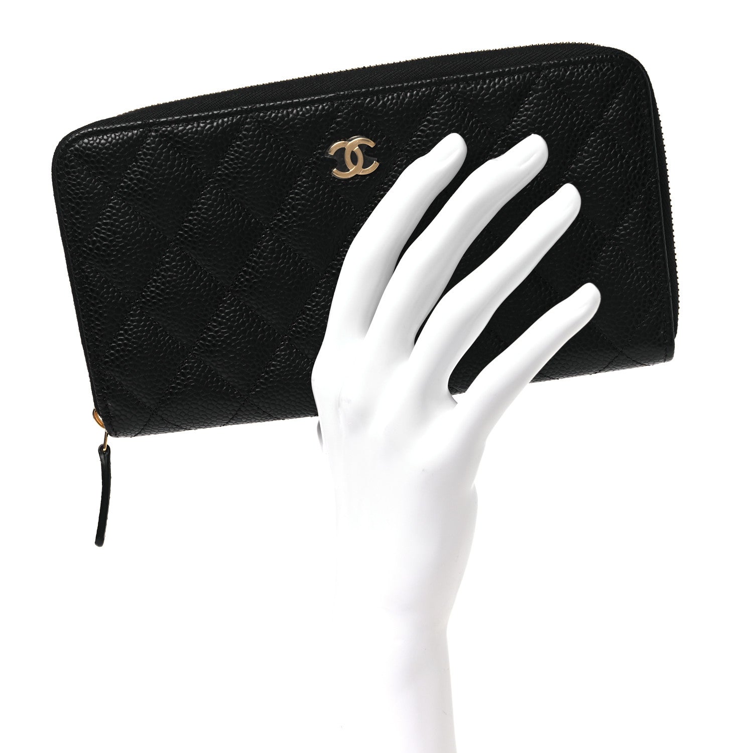 Chanel Caviar Quilted Large Gusset Zip Around Wallet Black 3 of 20