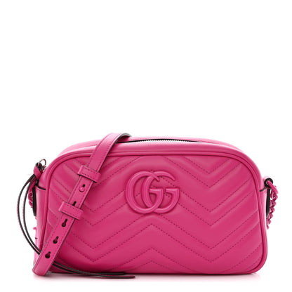 Gucci Calfskin Matelasse Monochrome Small GG Marmont Chain Shoulder Bag Classic Fuxia 1 of 14