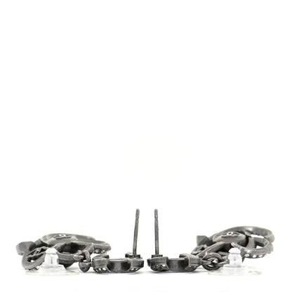 Chanel Crystal Pearl CC Camellia Drop Earrings Silver 3 of 5
