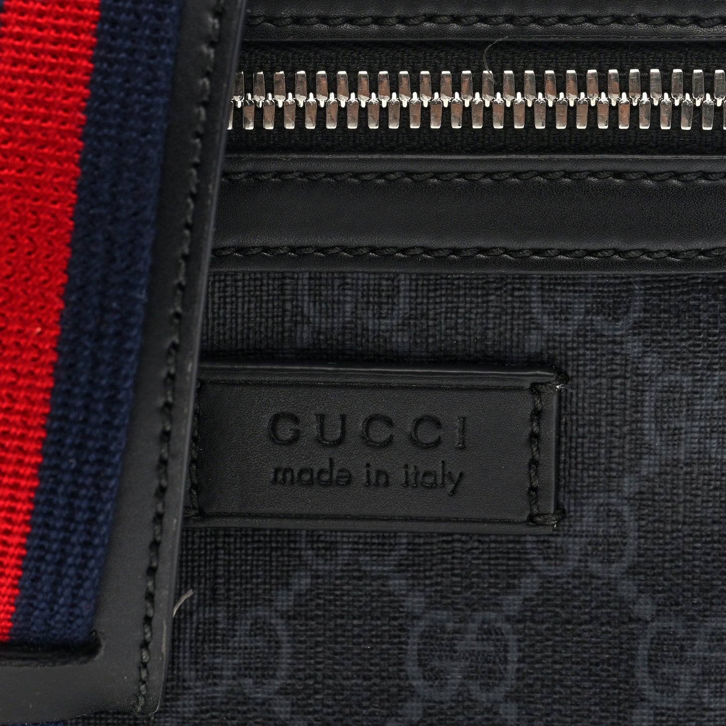 GG Supreme Monogram Appia Calfskin Web Small Camera Messenger Bag Black Grey