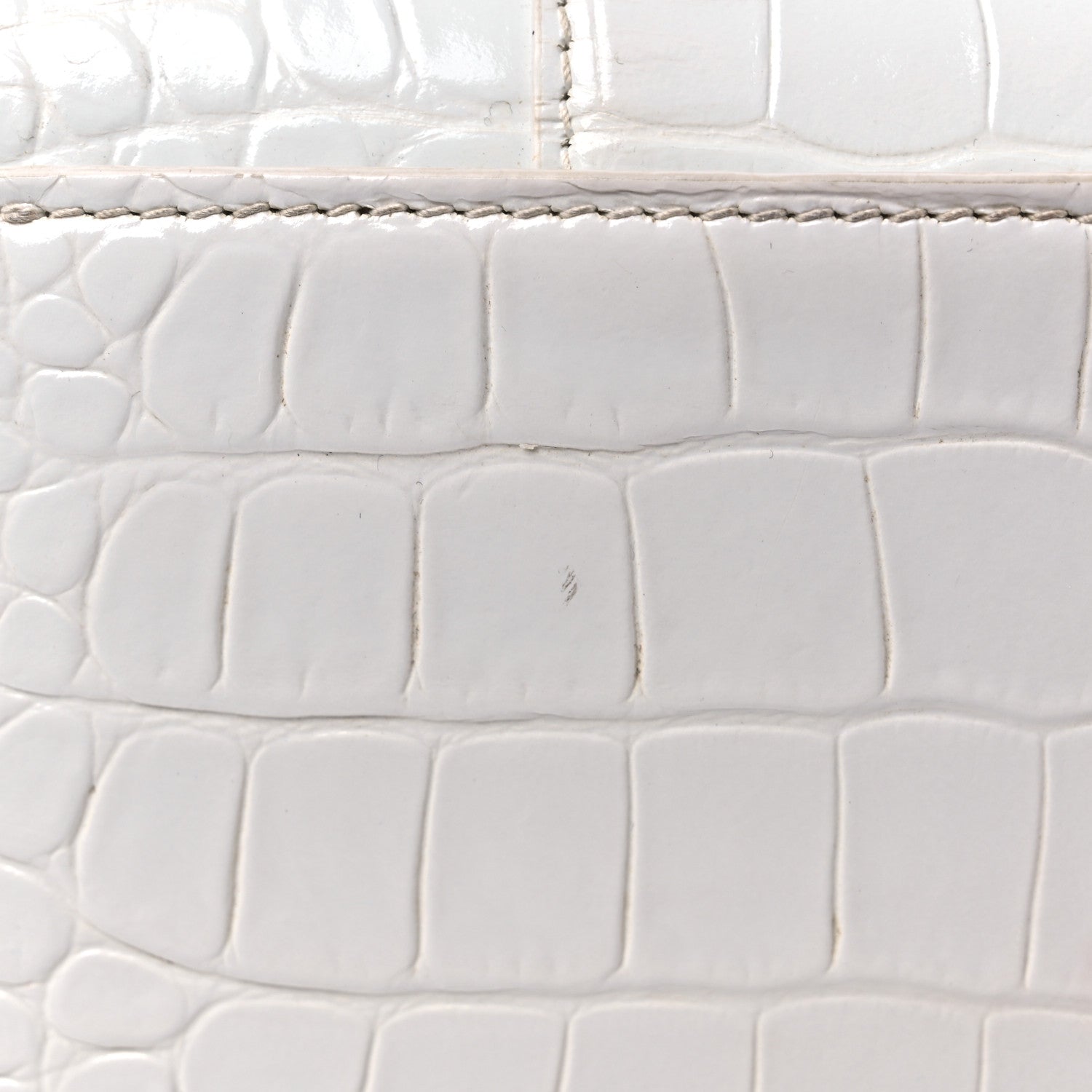 Balenciaga Shiny Calfskin Crocodile Embossed Hourglass Chain Bag White 19 of 23