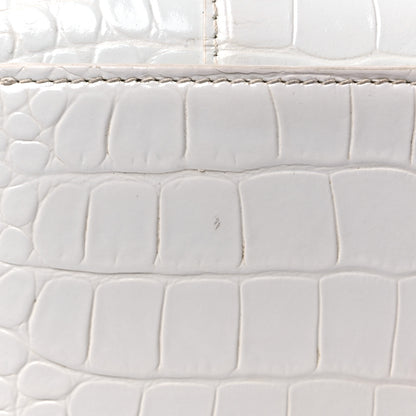 Balenciaga Shiny Calfskin Crocodile Embossed Hourglass Chain Bag White 19 of 23