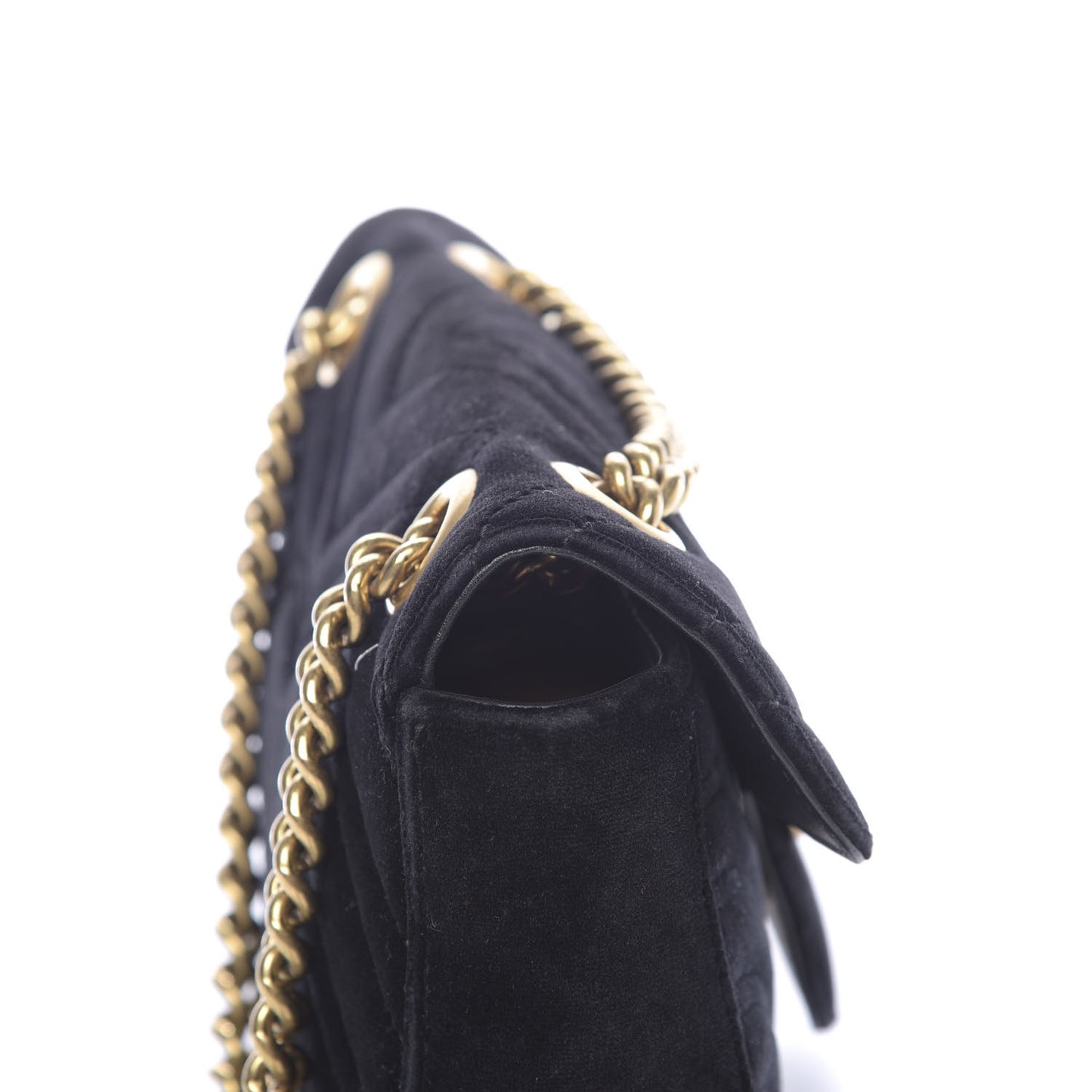 Velvet Matelasse Mini GG Marmont Shoulder Bag Black