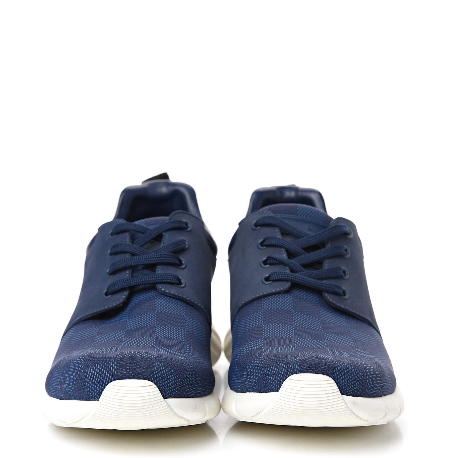 Louis Vuitton Rubber Mesh Suede Damier Fastlane Low Sneakers 8 Blue 2 of 7