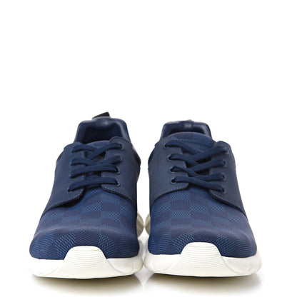 Louis Vuitton Rubber Mesh Suede Damier Fastlane Low Sneakers 8 Blue 2 of 7