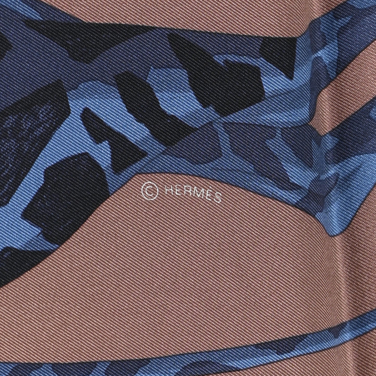 Silk Hermes Story Scarf 90 Marron Glace Bleu