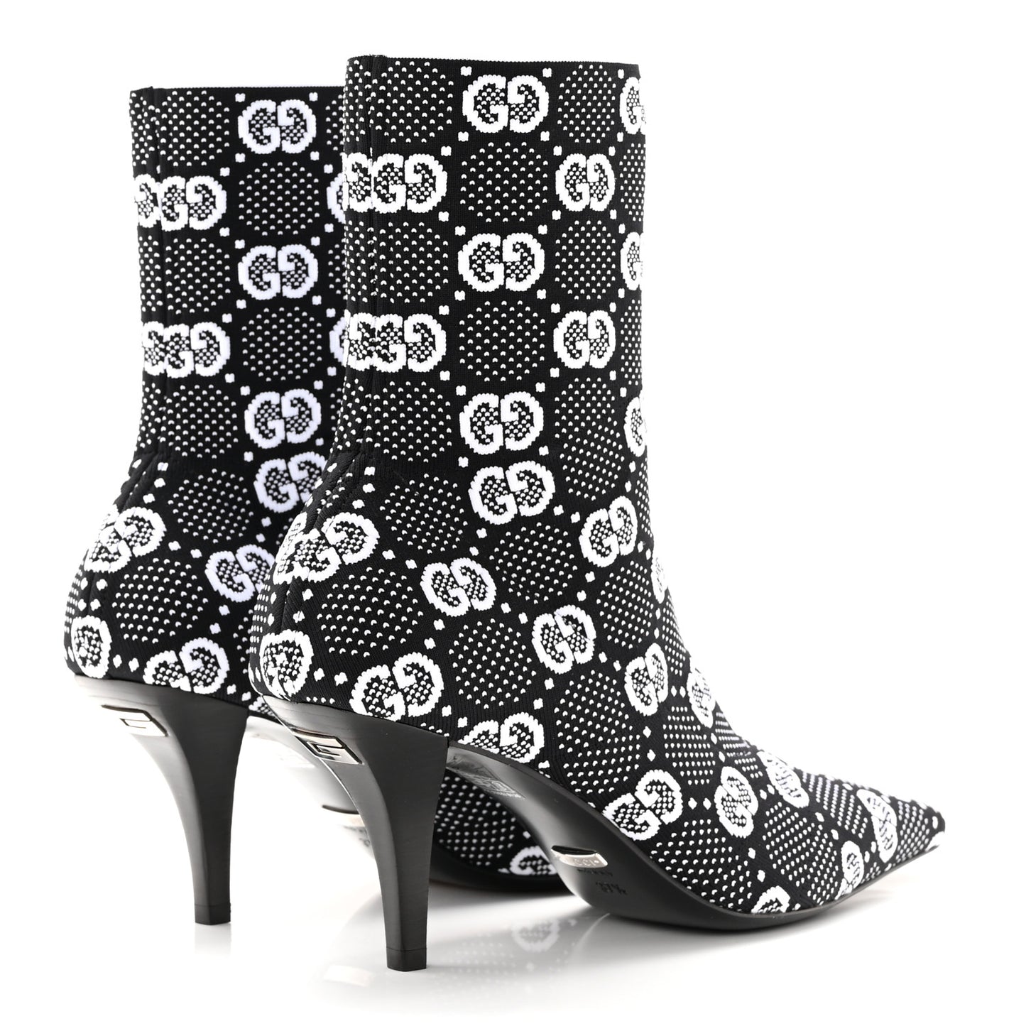 Technical Jersey Knit GG Monogram Square G 75mm Ankle Boots 37.5 Black Great White