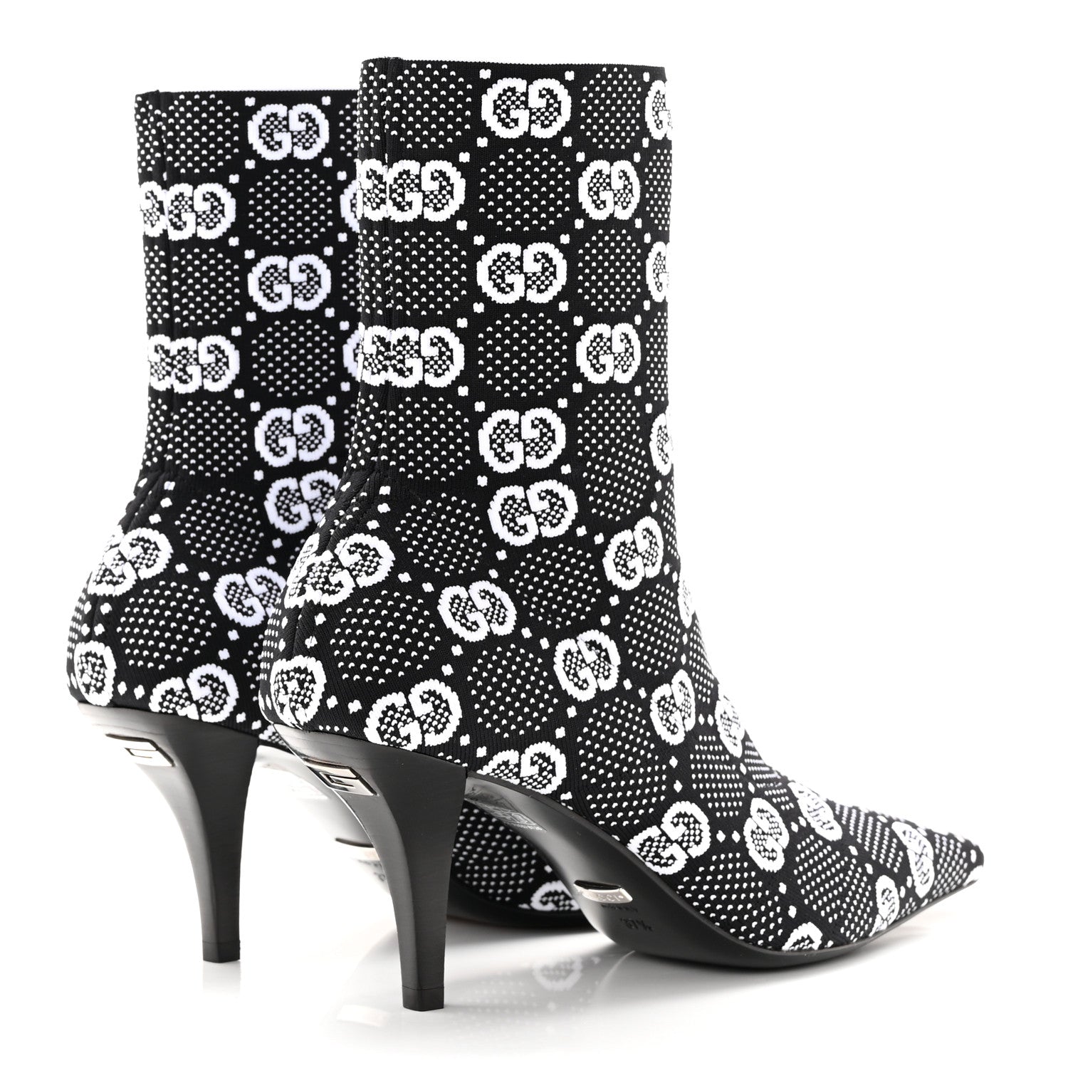 Gucci Technical Jersey Knit GG Monogram Square G 75mm Ankle Boots 37.5 Black Great White 4 of 11