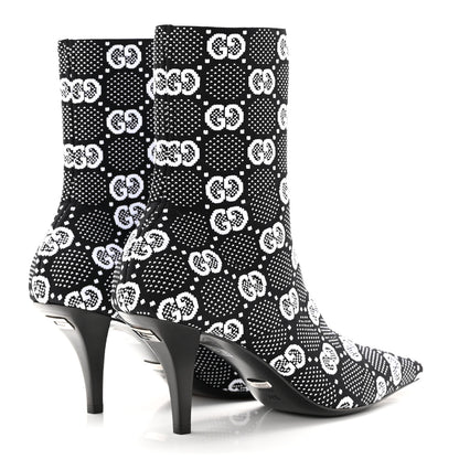 Gucci Technical Jersey Knit GG Monogram Square G 75mm Ankle Boots 37.5 Black Great White 4 of 11