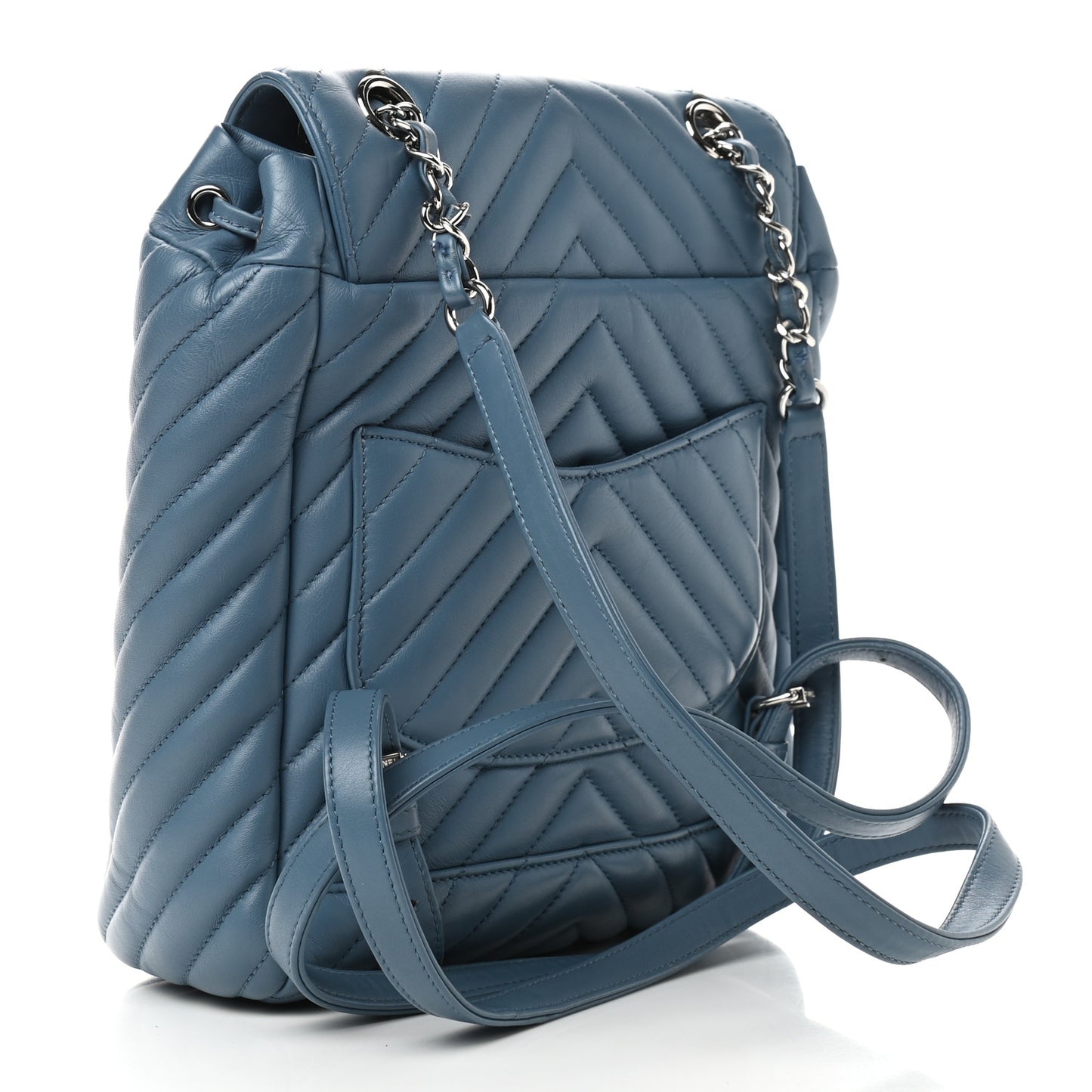 Calfskin Chevron Quilted Small Urban Spirit Backpack Light Blue
