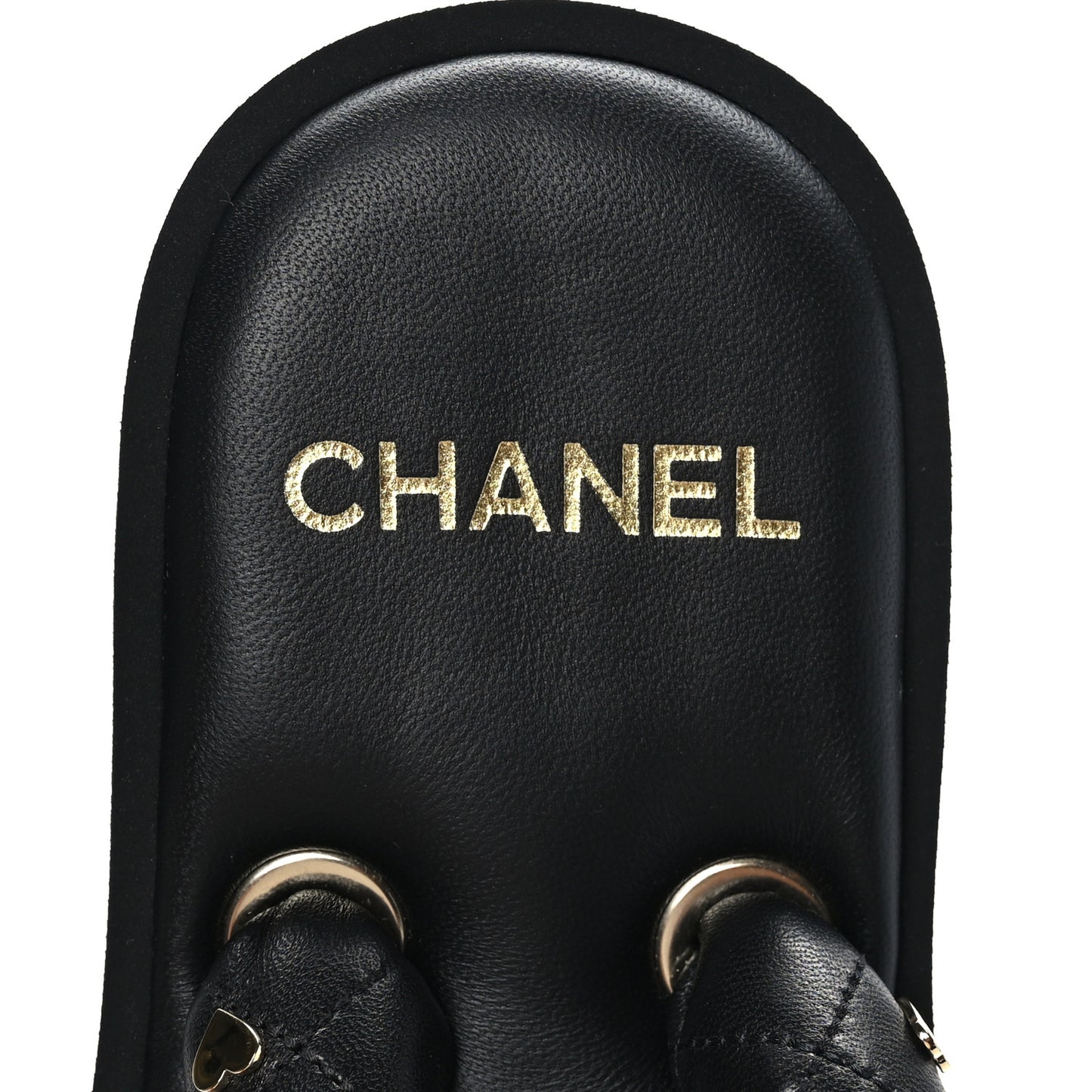Lambskin Quilted Padded Charms Thong Sandals 39.5 Black