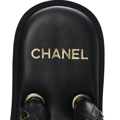 Chanel Lambskin Quilted Padded Charms Thong Sandals 39.5 Black 6 of 7