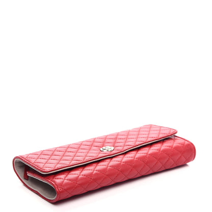 Chanel Lambskin Quilted Camellia Tri Fold Jewelry Case Red 4 of 7