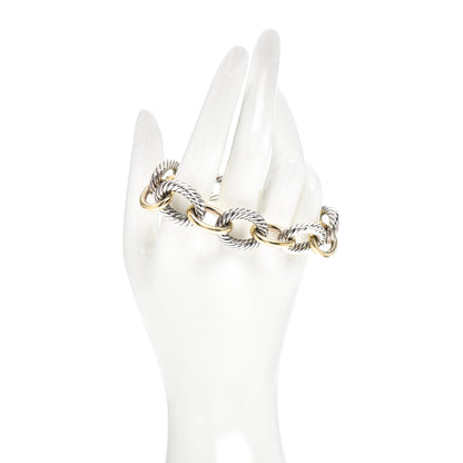 David Yurman Sterling Silver 18K Yellow Gold 17mm Extra Large Oval Link Bracelet 2 of 4