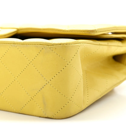 Chanel Lambskin Quilted Medium Double Flap Yellow 10 of 15