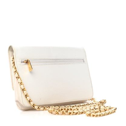 Chanel Caviar Timeless CC Wallet on Chain WOC White 2 of 4