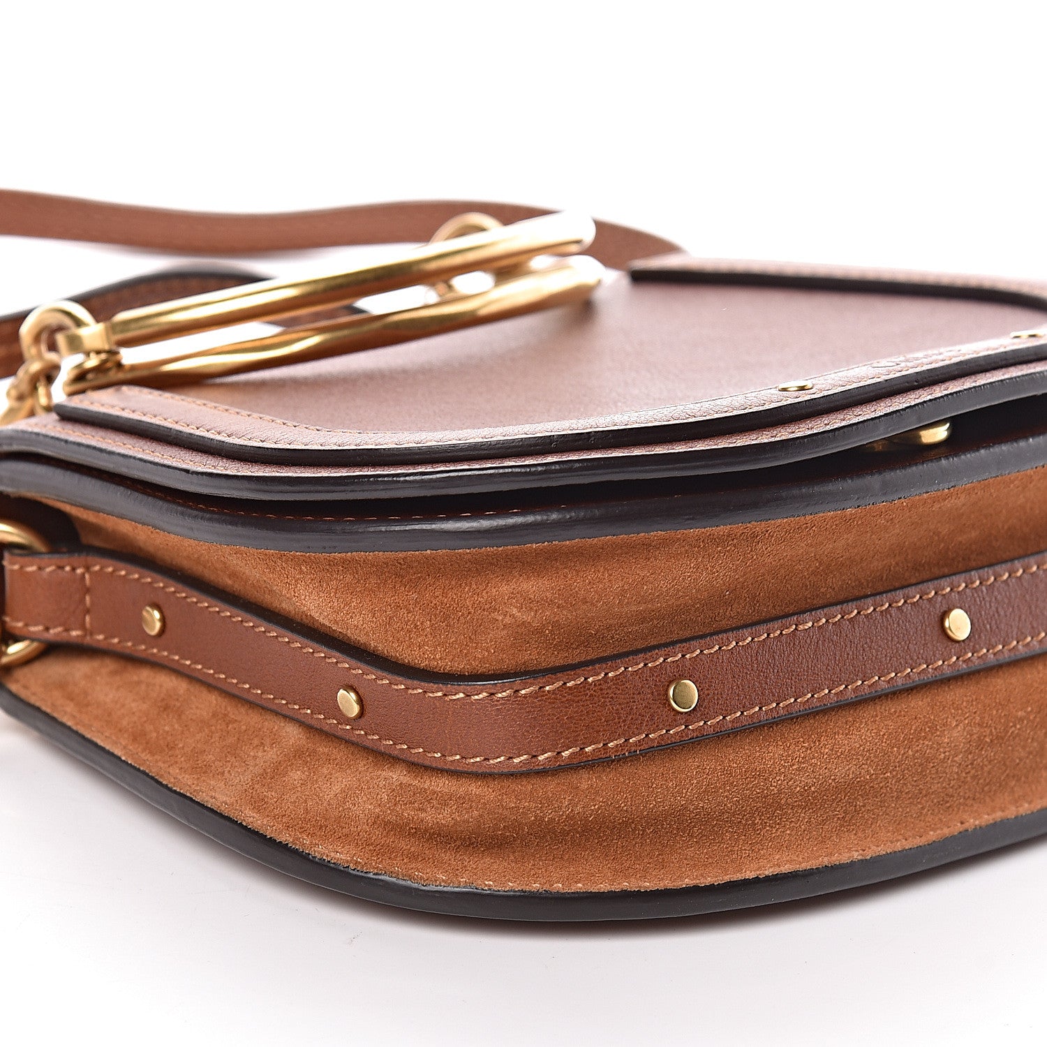 Chloe Calfskin Suede Small Nile Bracelet Bag Caramel 8 of 10