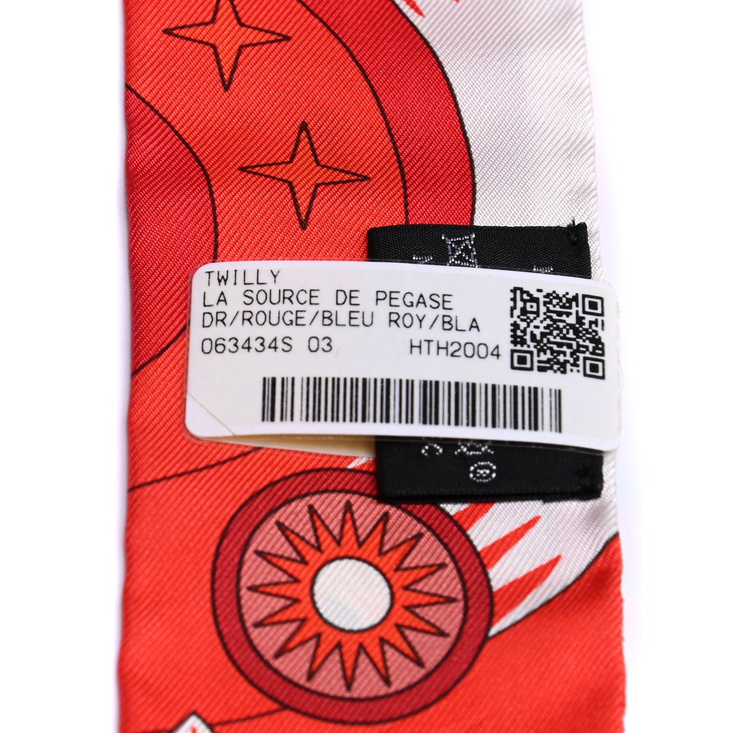 Hermes Silk La Source de Pegase Twilly Rouge Bleu Royal White 7 of 8