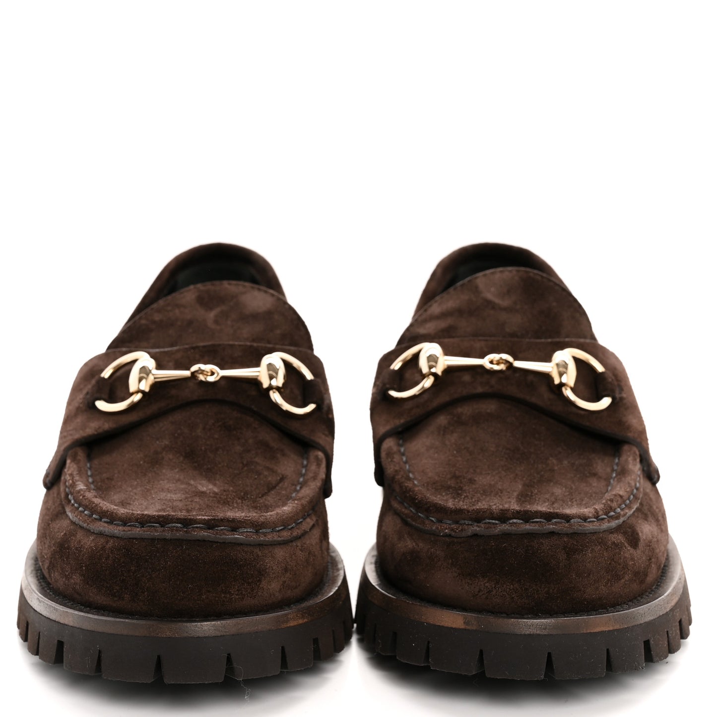 Suede Womens Horsebit Lug Sole Loafers 38.5 Dark Brown