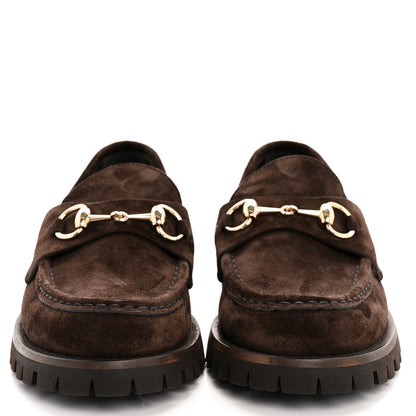 Gucci Suede Womens Horsebit Lug Sole Loafers 38.5 Dark Brown 3 of 10