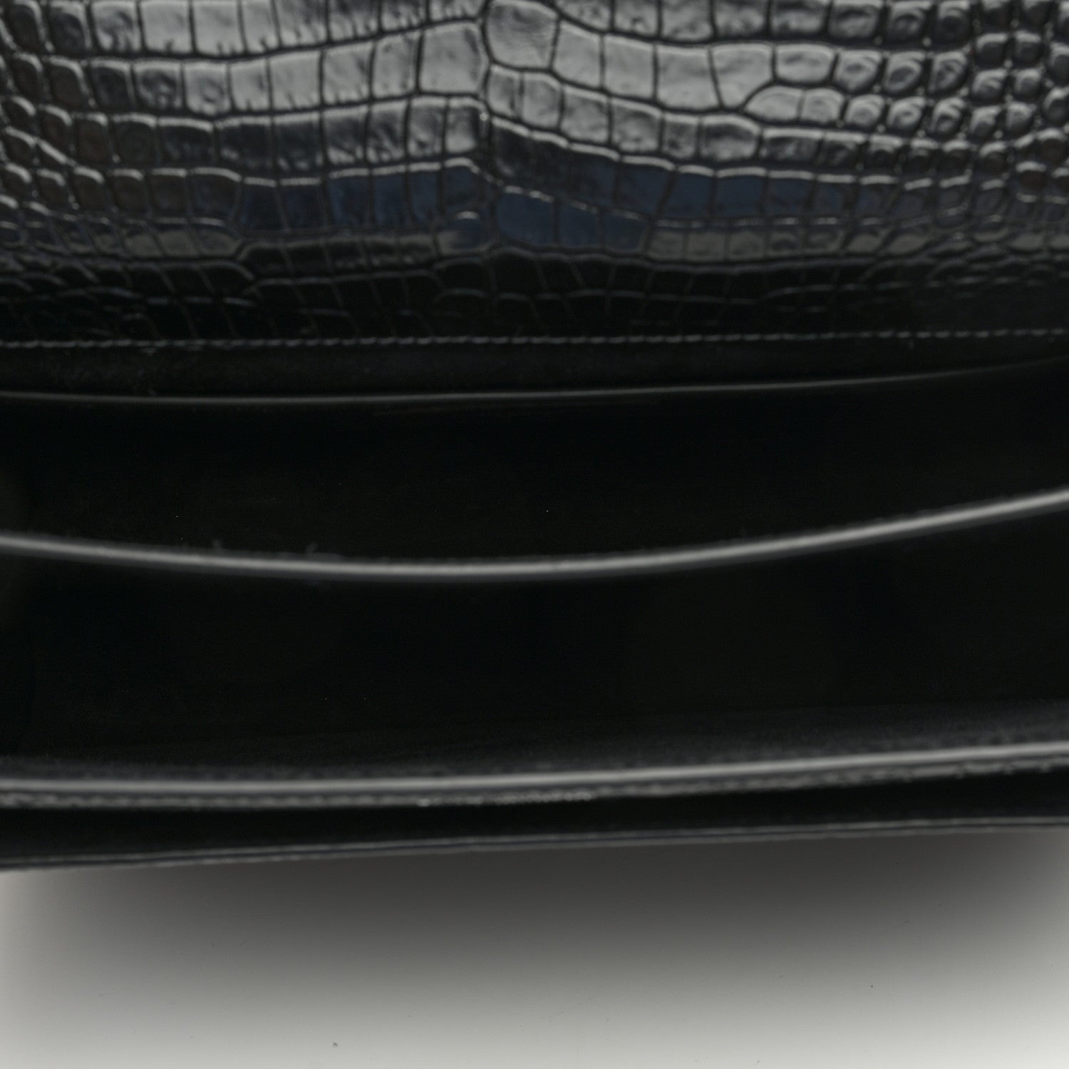 Saint Laurent SAINT LAURENT Calfskin Crocodile Embossed Large Monogram Sunset Black 5 of 8