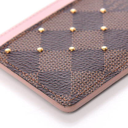 Louis Vuitton Damier Ebene Studded Card Holder Rose Ballerine 5 of 7