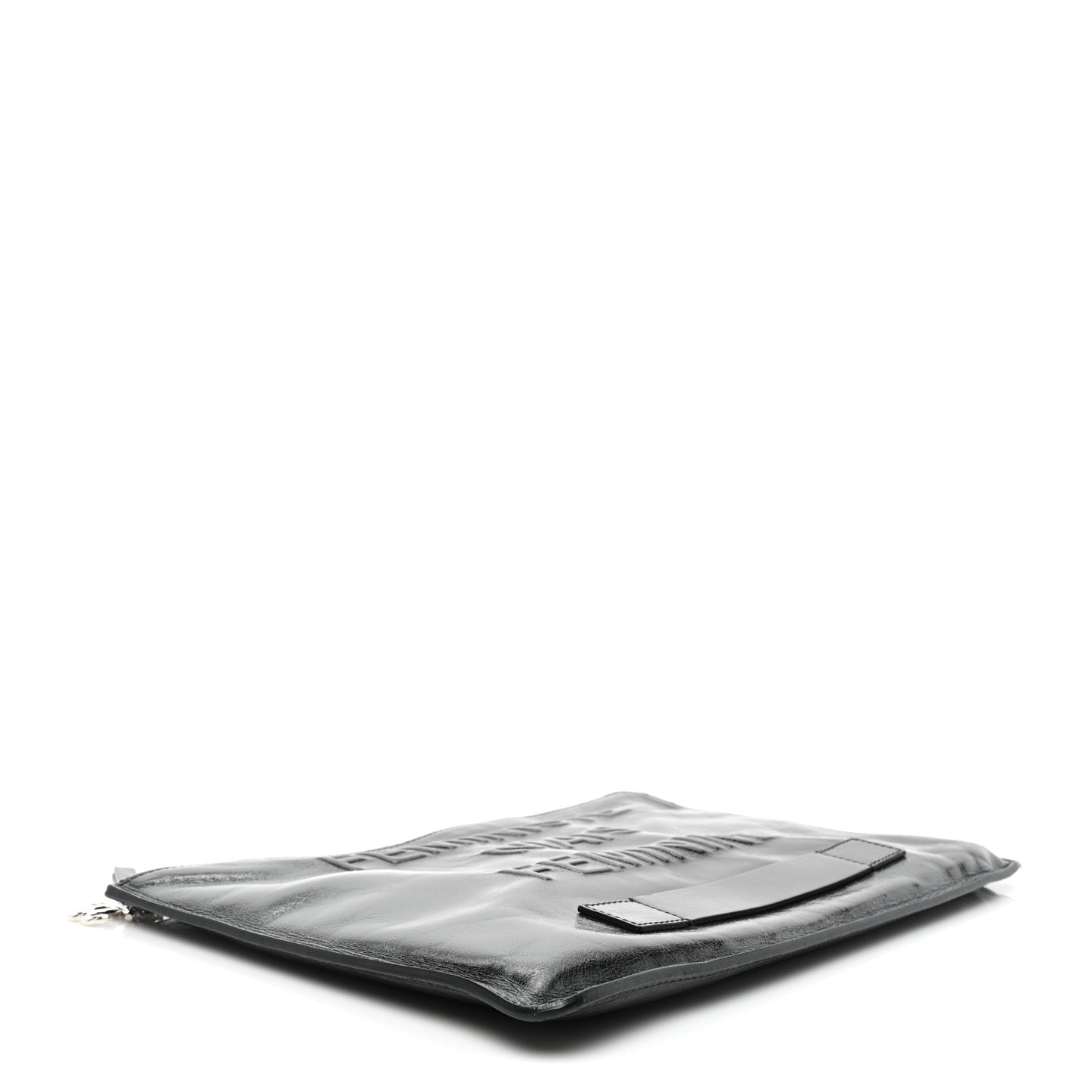 Calfskin Large Feministe Maize Feminine Pouch Clutch Black