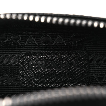 Prada Saffiano Travel Metal Triangle Logo Mini Pouch Shoulder Bag Black 6 of 10