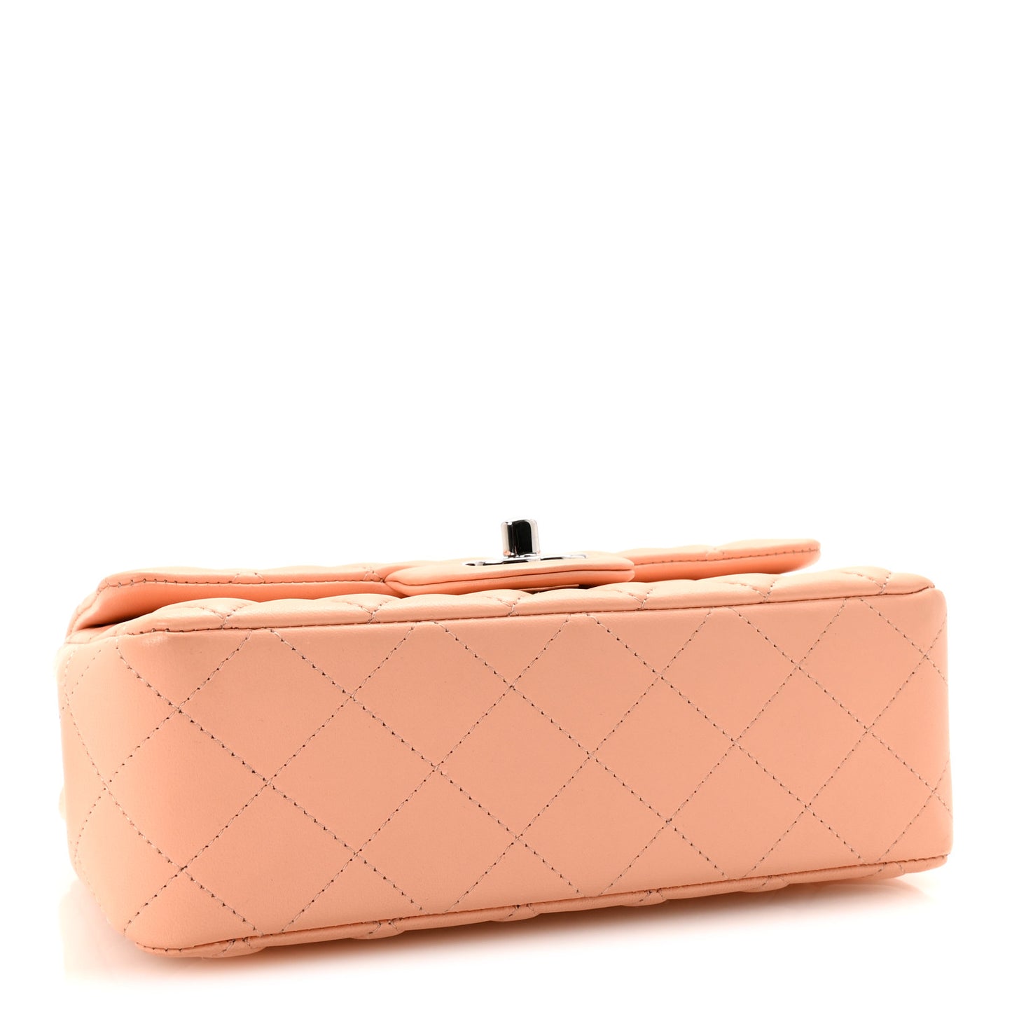 Lambskin Quilted Mini Rectangular Flap Light Pink