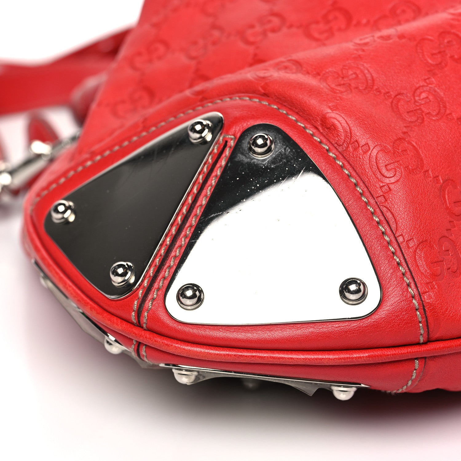 Gucci Guccissima Medium Indy Top Handle Hobo Red 8 of 9