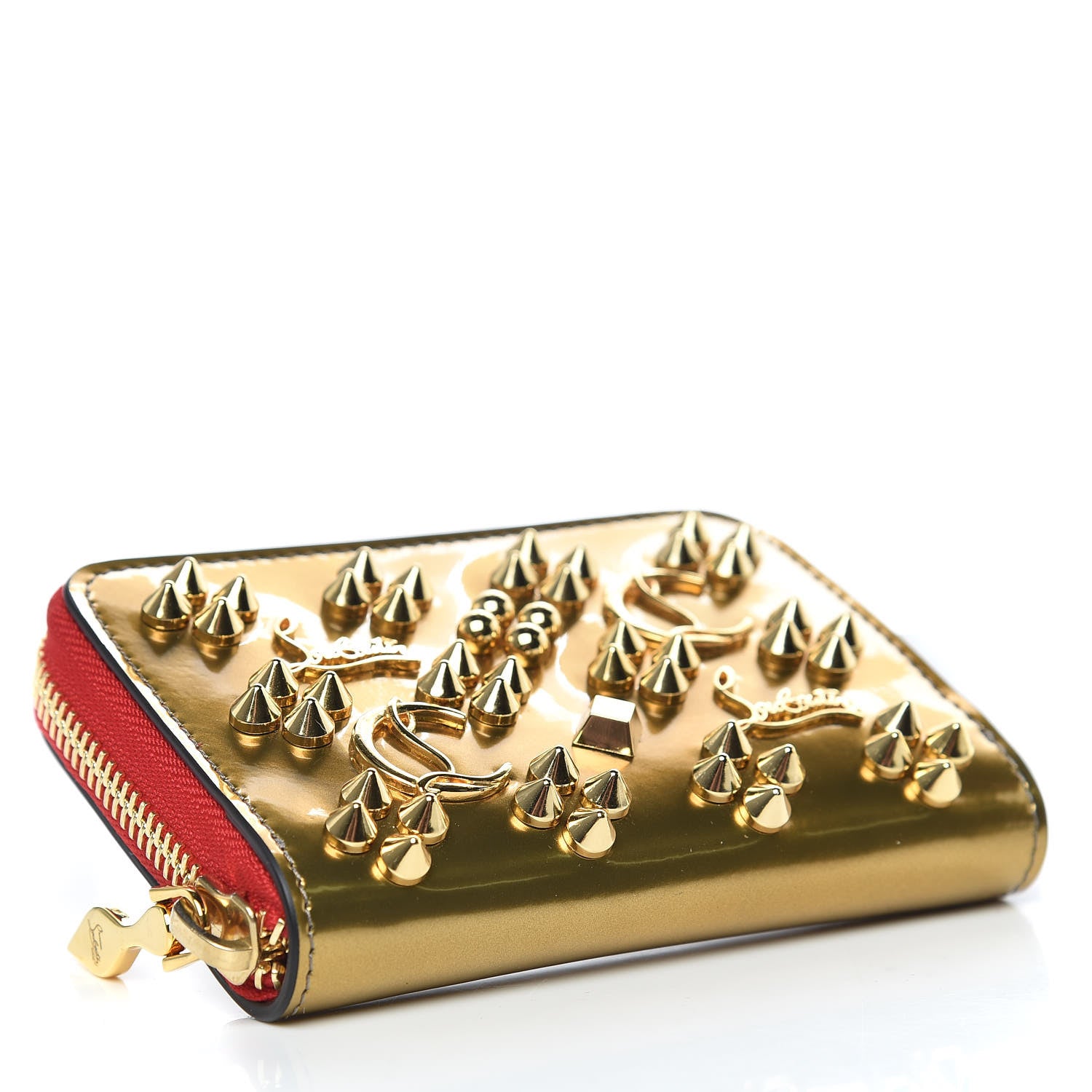 Christian Louboutin Metallic Patent Loubinthesky Panettone Coin Purse Gold 4 of 9
