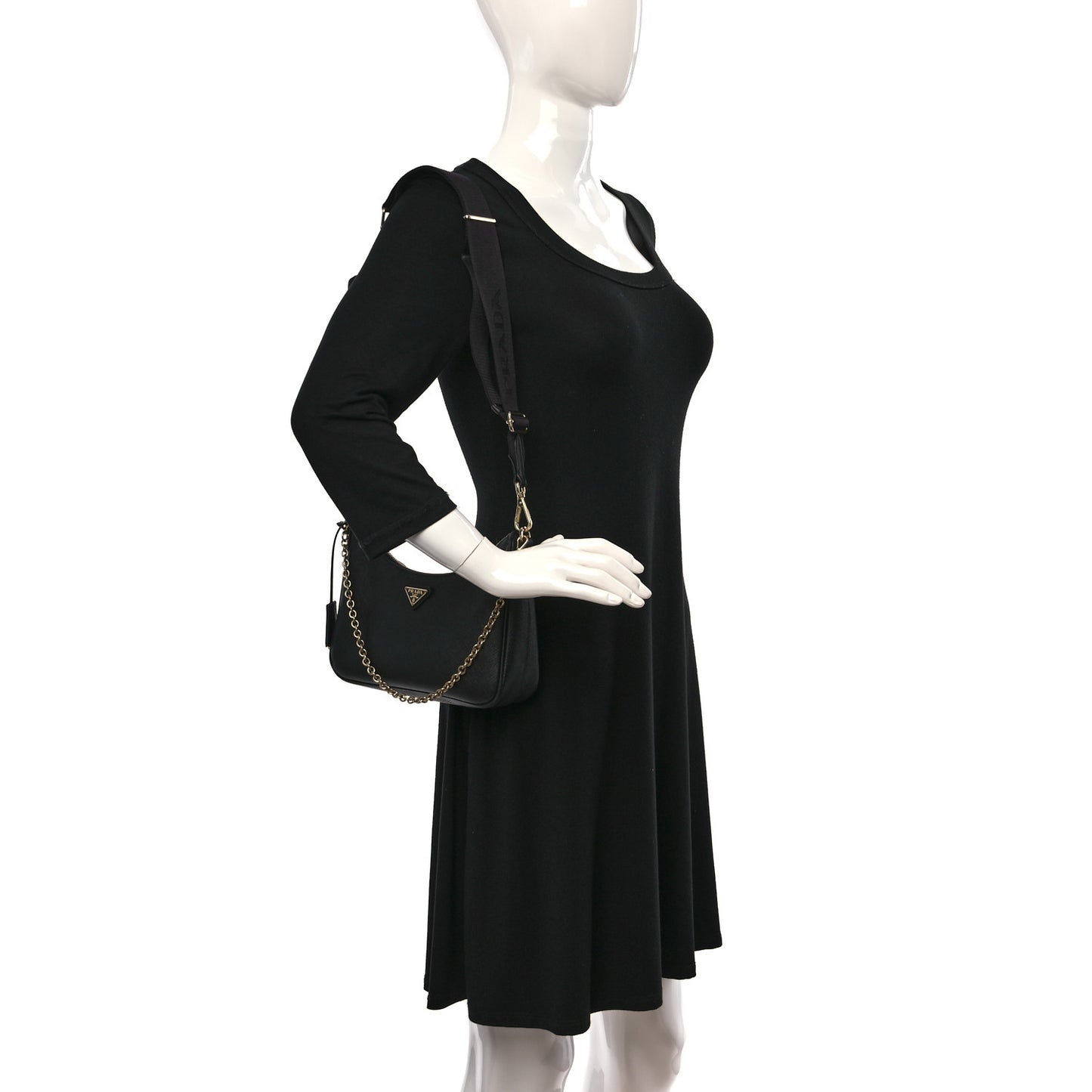 Saffiano Lux Re-Edition 2005 Shoulder Bag Black