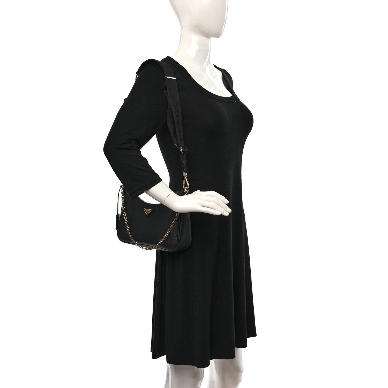 Prada Saffiano Lux Re-Edition 2005 Shoulder Bag Black 2 of 13
