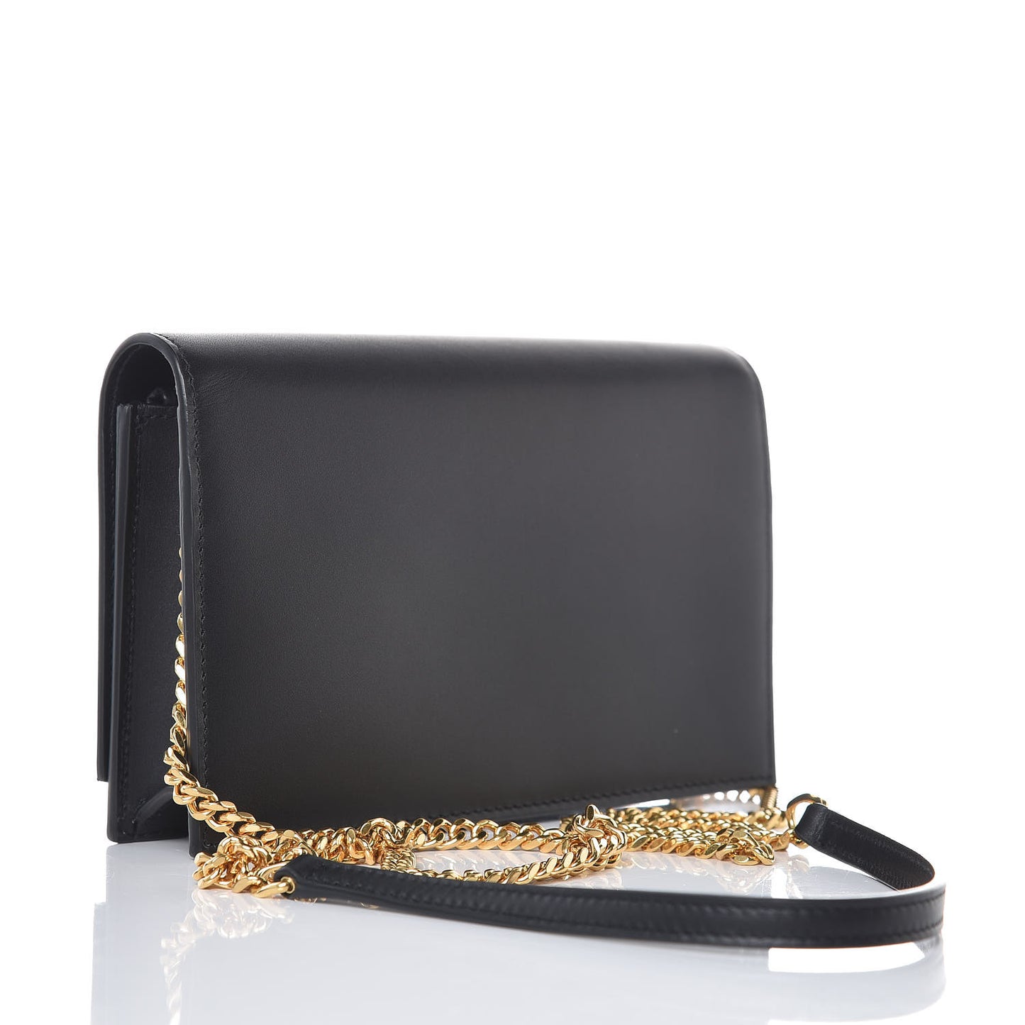 Smooth Calfskin Classic Monogram Kate Tassel Chain Wallet Black