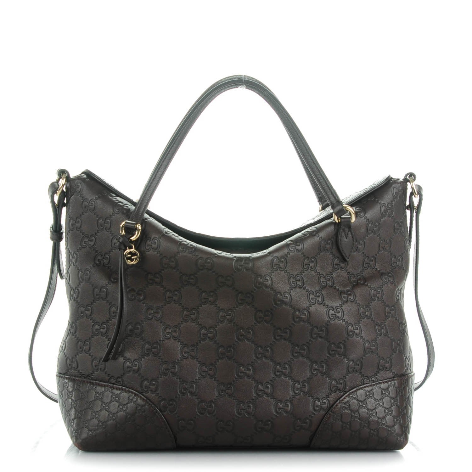 Gucci Guccissima Medium Bree Foldover Tote Chocolate 1 of 8
