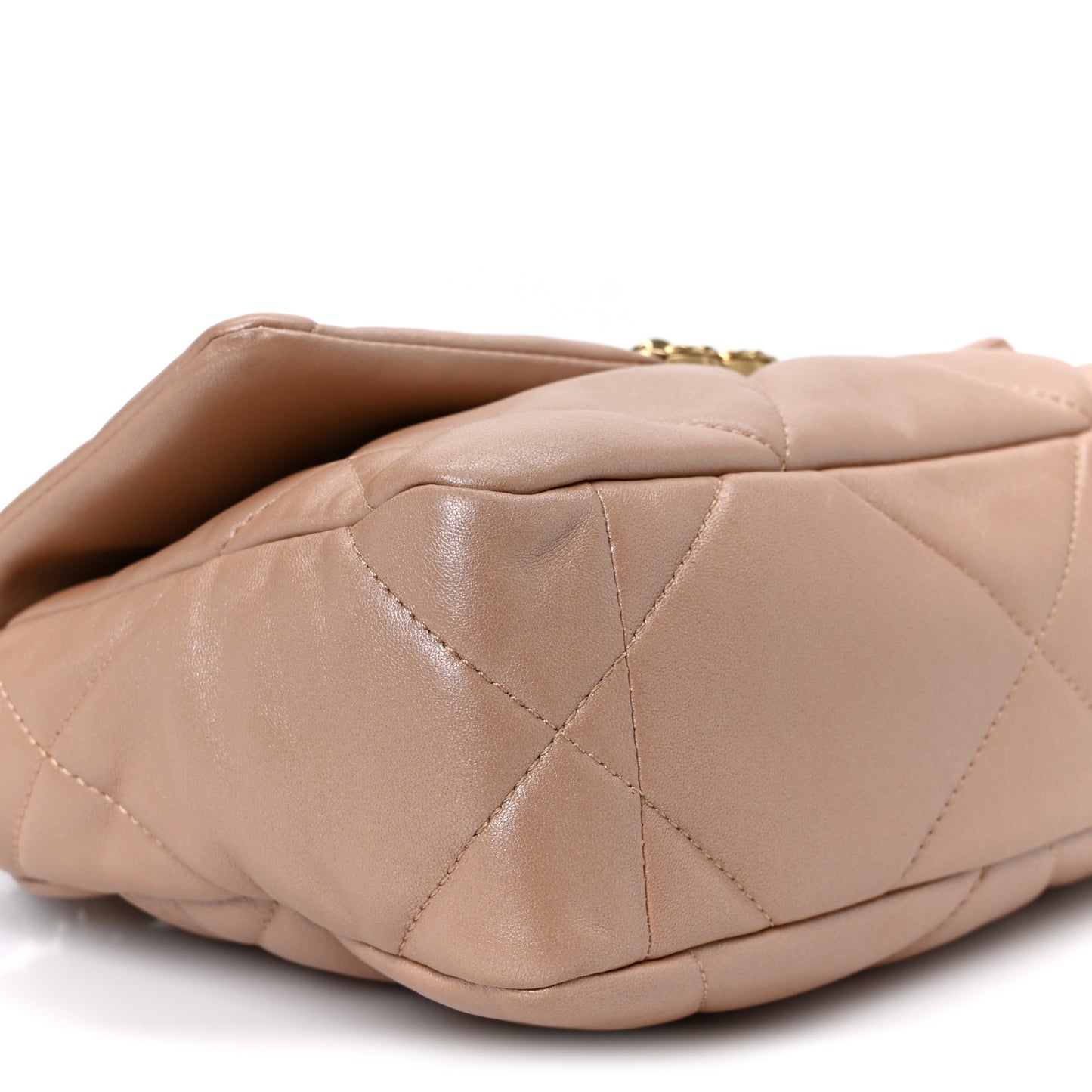 Shiny Lambskin Quilted Medium Chanel 19 Flap Beige