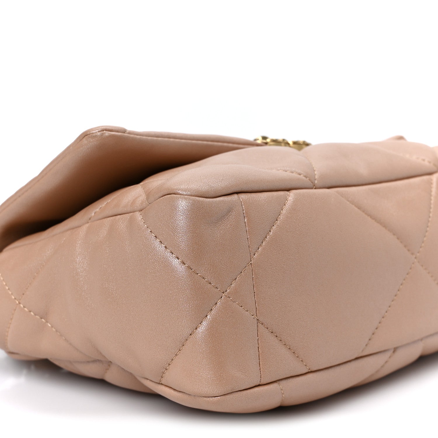 Chanel Shiny Lambskin Quilted Medium Chanel 19 Flap Beige 9 of 10