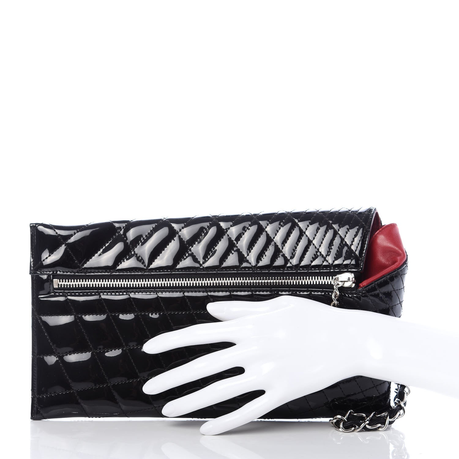 Chanel Patent Geometric Quilted Kaleidoscope Clutch Black 2 of 7