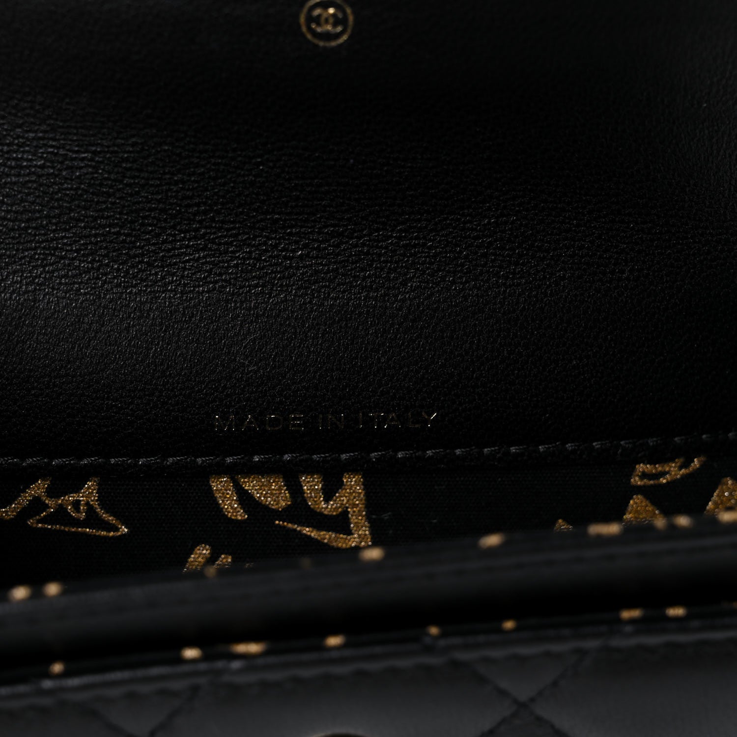 Chanel Lambskin Quilted Small Graffiti Compact Wallet Black 7 of 8