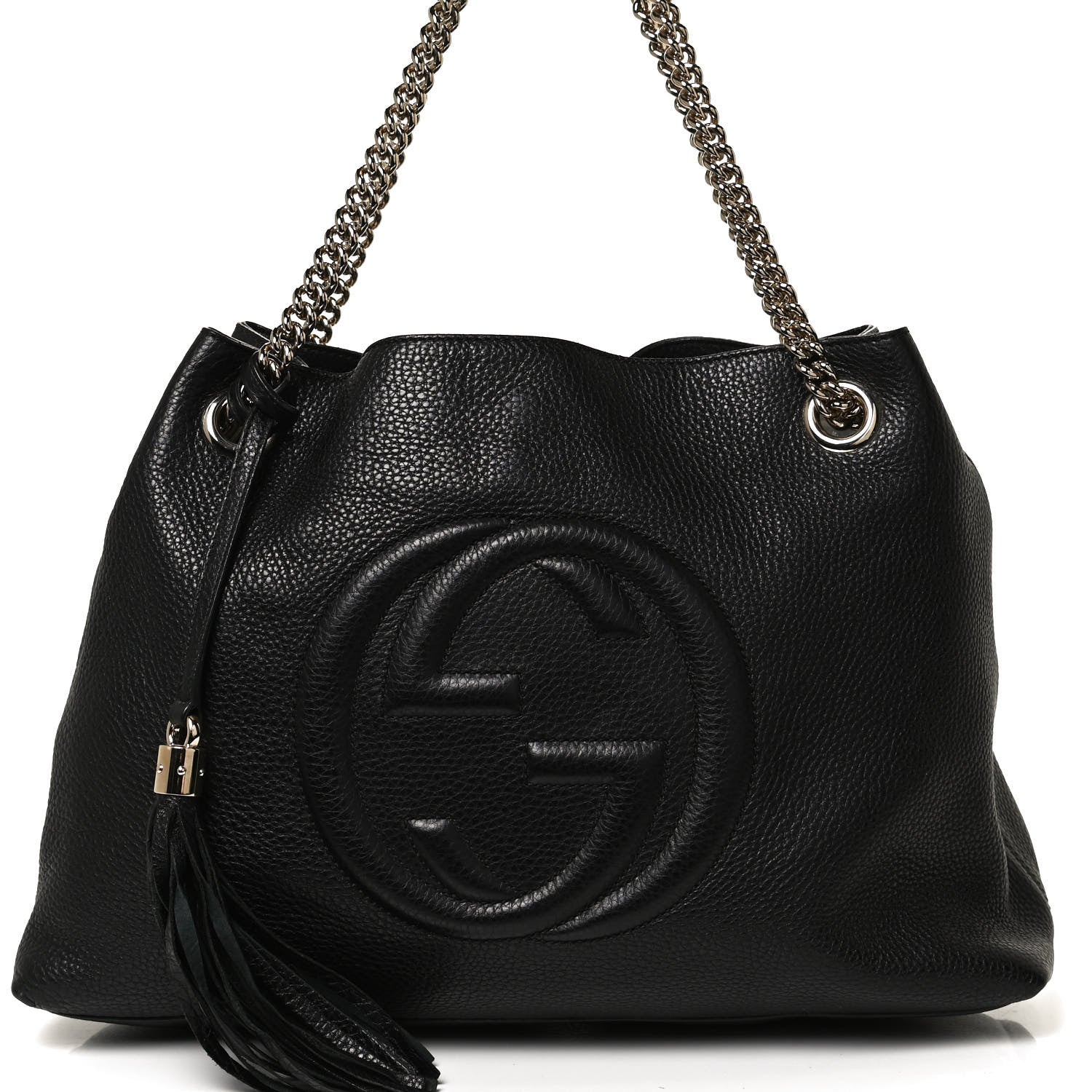 Gucci Pebbled Calfskin Medium Soho Chain Shoulder Bag Black 9 of 11