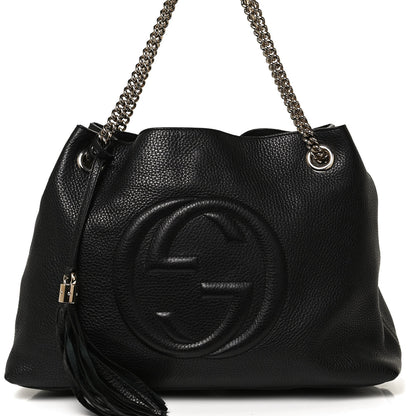 Gucci Pebbled Calfskin Medium Soho Chain Shoulder Bag Black 9 of 11