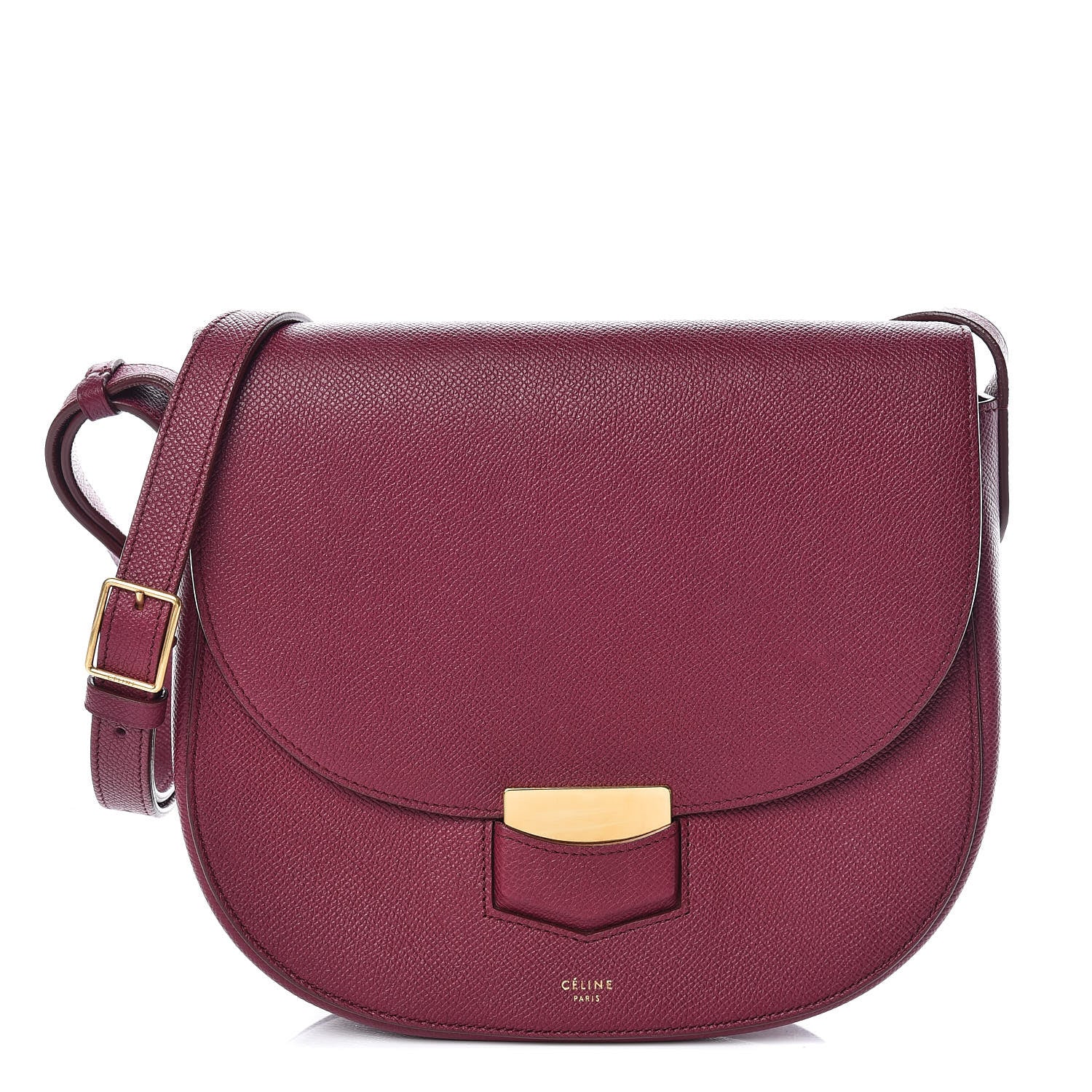 Celine Grained Calfskin Medium Trotteur Plum 1 of 9