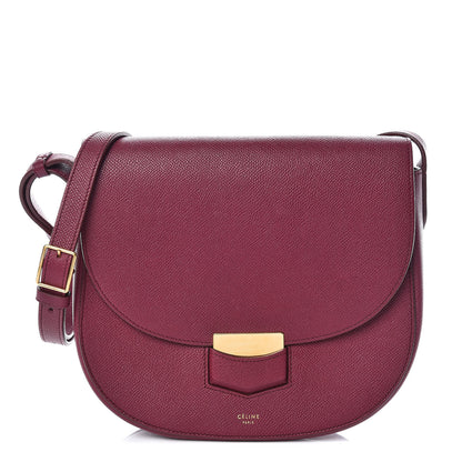 Celine Grained Calfskin Medium Trotteur Plum 1 of 9