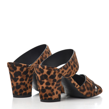 Saint Laurent Ponyhair Leopard Print Oak 75 Ankle Strap Sandals 39.5 Brown 4 of 11
